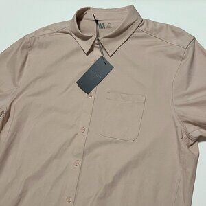 VRST Shirt *NWT Refined Knit Button Down Short Sleeve Light Pink Men's size XL